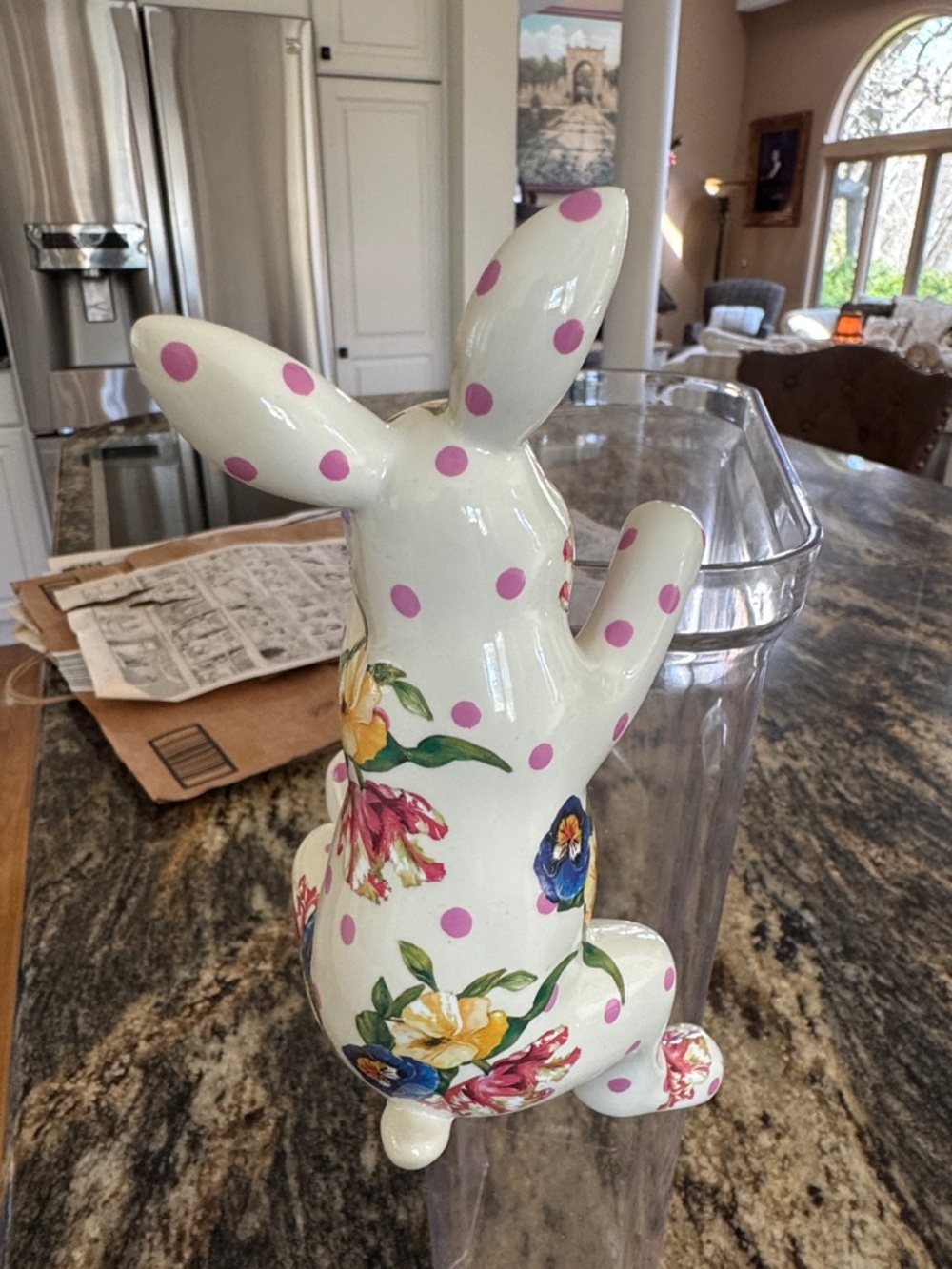 Mackenzie Childs Floral Polka Dot Bunny Sculpture - Decorative Home Art - Picture 2 of 6